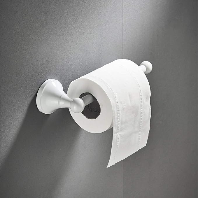 Flybath Toilet Paper Roll Holder Bar Without Cover Brass Wall Mounted, 20 cm/7.87 inches, White