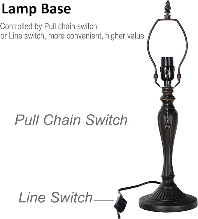 TL0015 Tiffany Table Lamp, Blue Baroque Stained Glass Shade, W12×OH21.5in, LED Bulb Included, for Bedroom Living Room (Blue Baroque)