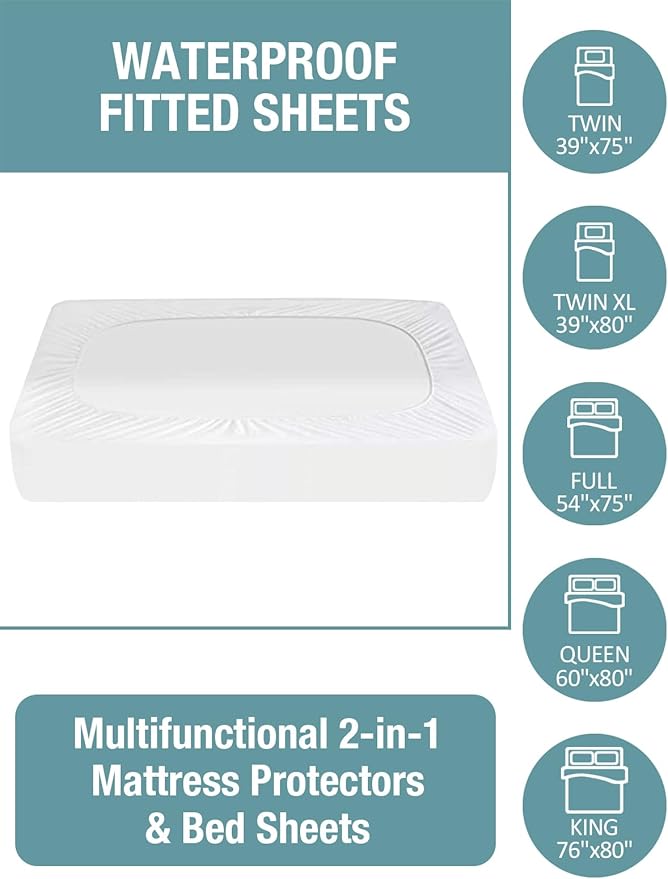 Bedecor Full XL Waterproof Mattress Protector,Soft Cotton Terry Fitted Cover for Pregnant Women and Incontinence, Fits 9-18 Inch Deep Pocket