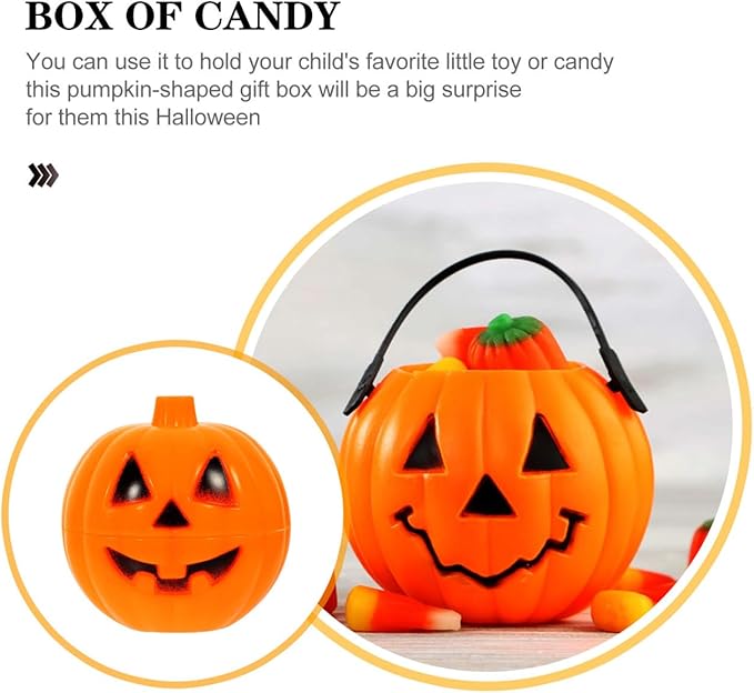 Cabilock 12pcs Halloween Pumpkin Containers Small Plastic Pumpkin Storage Box Bulk Mini Pumpkins Props Trick or Treat Candy Case Container for Halloween Decoration Party Supplies