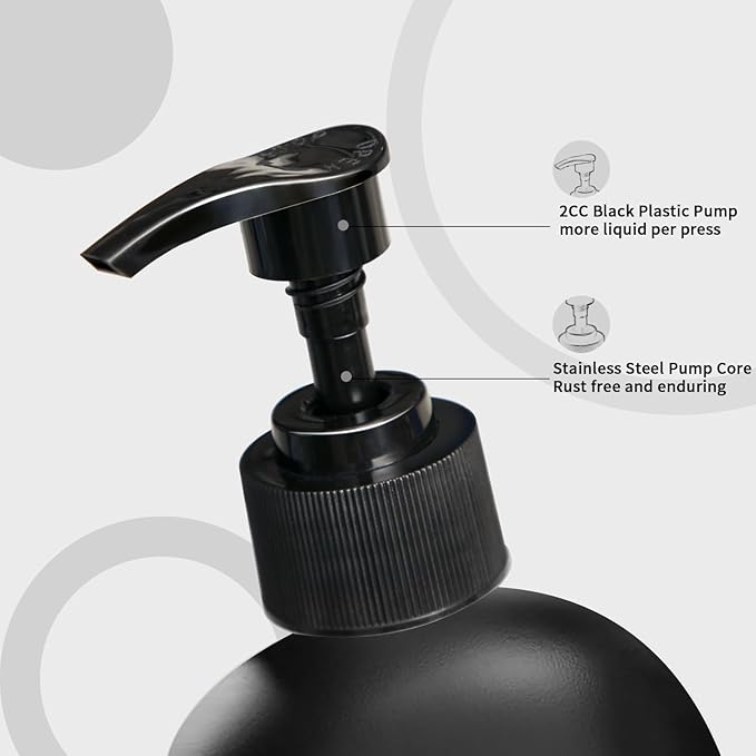 MOMEEMO Soap Dispenser Set 2 Pack, Contains Dish and Hand Soap Dispenser, Perfect for Black Kitchen Decor. (Black)