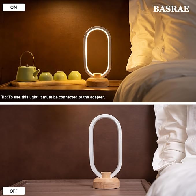 Bedside Table Lamps Bedroom Modern LED Oval Slim Nightstand Lamp,27cm Small Table Light,Warm White 3 Color temperatures,Dimmable Lights with Cable,for Home Adult Kids Living Room Lounge Deco