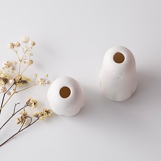 MOUGIGI Set of 5 Cute Ghost Mini Bud Vases for Halloween Decor - Handmade Miniature Ceramic Vases for Small Flowers, Single Stem Flowers - Unique Home Decor, Wedding Party Favor, Birthday Gift