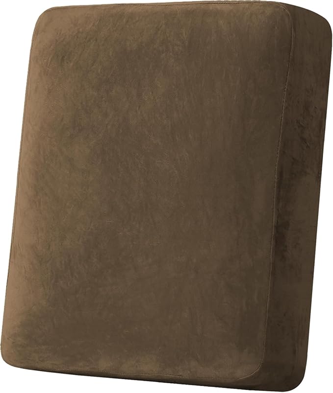 H.VERSAILTEX Velvet Stretch Couch Cushion Cover Plush Cushion Slipcover for Chair Cushion Furniture Protector Seat Cushion Sofa Cover (1 Piece Armchair Cushion Covers, Bronze Brown)