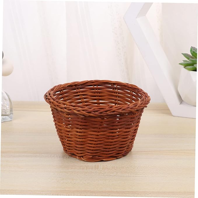 PRETYZOOM 3pcs Round Mini Easter Storage Basket Handmade Woven Vine Basket for Home Decoration for Candy and Treats Height Easter Ornament