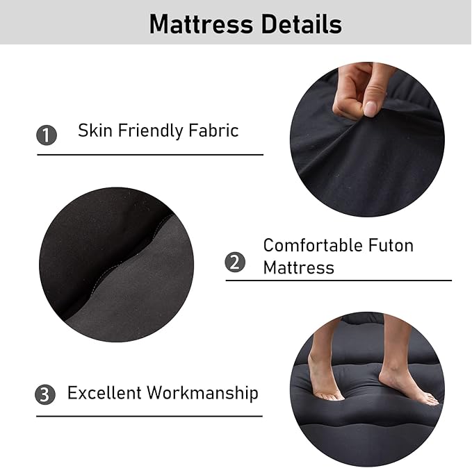 MAXYOYO Cot Japanese Floor Futon Mattress, Single Size Tatami Mat Sleeping Pad Foldable Roll Up Boys Girls Narrow Mattress