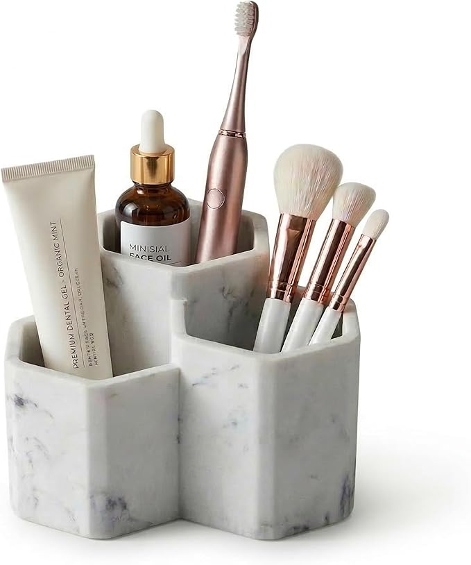 Resin Toothbrush Holders for Bathrooms, Electric Toothbrush and Toothpaste Holder,3 Slots Tooth Brush Organizer for Bathroom Countertop, Shower, Vanity