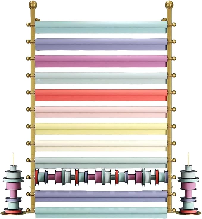 Wall Mounted Wrapping Paper Stand, Multi-Tier Metal Ribbon Rack, Fabrics Display Holder for Clothing Store, Removable Ribbon Board(Rod 70cm/27.6in)