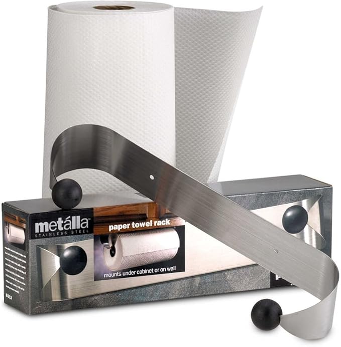 Prodyne Under Cabinet Paper Towel Holder, Silver and Black Small