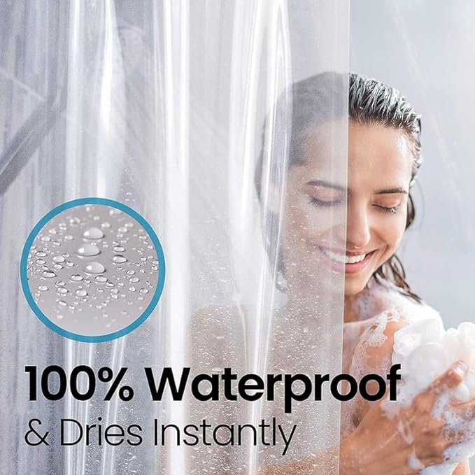 LiBa Bathroom Shower Curtain - Waterproof Plastic Shower Curtain Premium PEVA Non-Toxic with Rust Proof Grommets Clear 8G Heavy Duty Bathroom Accessories 72x96