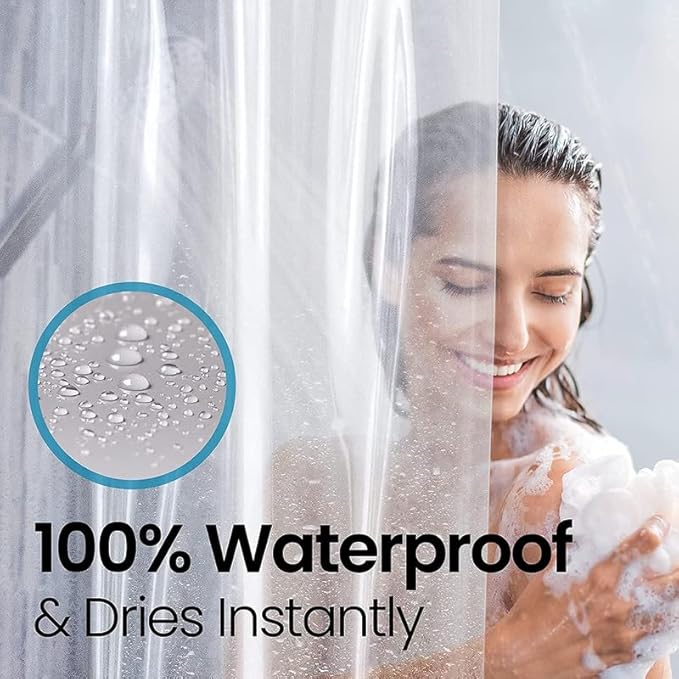 LiBa Bathroom Shower Curtain - Waterproof Plastic Shower Curtain Premium PEVA Non-Toxic with Rust Proof Grommets Clear 10G Heavy Duty Bathroom Accessories 72x78