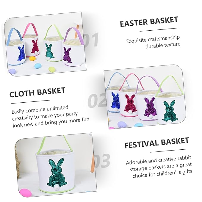 KOMBIUDA 1pc Easter Bunny Storage Basket Adorable Portable Candy Holder for Boys and Girls for Easter Celebrations and Candy Storage Cute Design for Parties and Decorations
