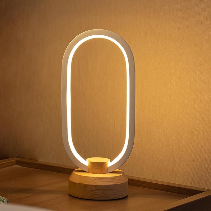Bedside Table Lamps Bedroom Modern LED Oval Slim Nightstand Lamp,27cm Small Table Light,Warm White 3 Color temperatures,Dimmable Lights with Cable,for Home Adult Kids Living Room Lounge Deco
