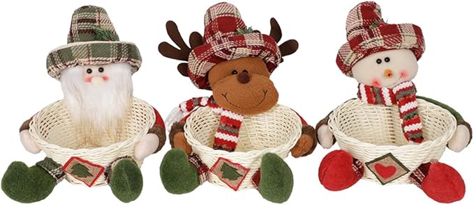 Efficient Cloth Candy Storage Basket with Santa Design Holiday Decors for Christmas Tree Accessories Organization Santa Ornament Storage Holders