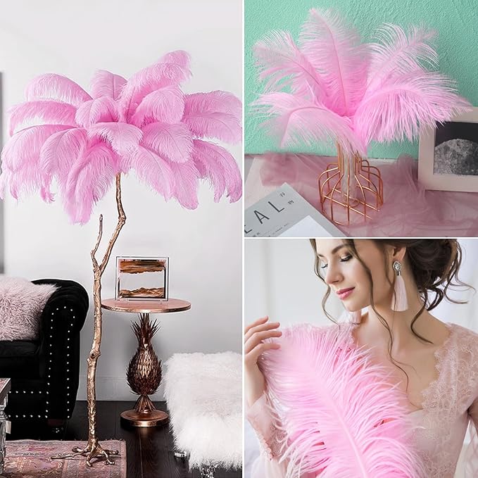 30pcs Pink Ostrich Feathers Natural Bulk 9-12inch(23-30cm) Vase Craft Wedding Home Party Centerpieces Christmas Day Decoration