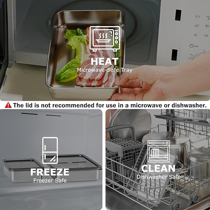 Cheese Container for Refrigerator, 1 Pack 304 Stainless Steel Airtight Deli Meat Storage Containers with Lids for Fridge, Dishwasher Safe Food Storage Containers Fridge Organizers and Storage(42 OZ)