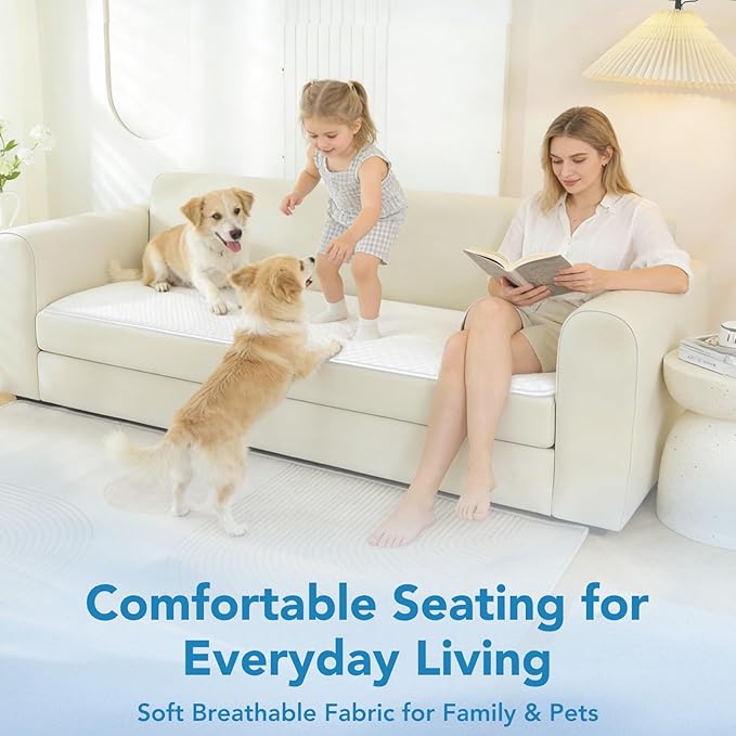 Non Slip Cooling Couch Cover for Seat, Pet Friendly Couch Protector for Dogs&Pets,Breathable Sofa Cushion Cover for 2–3 Seater Couches,Soft Washable Sofa Pad for Leather&Fabric Sofas,White,25.6"×82.7"