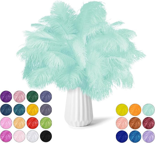 30pcs Yellow Ostrich Feathers Natural Bulk 8-10in（20-25cm） Vase Craft Wedding Home Party Centerpieces Christmas Day Decoration…