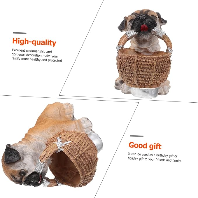 Cute Puppy Resin Key Holder Storage Basket for Home Entryway Decor Creative Dog Figurine Organizer for Keys and Items Unique