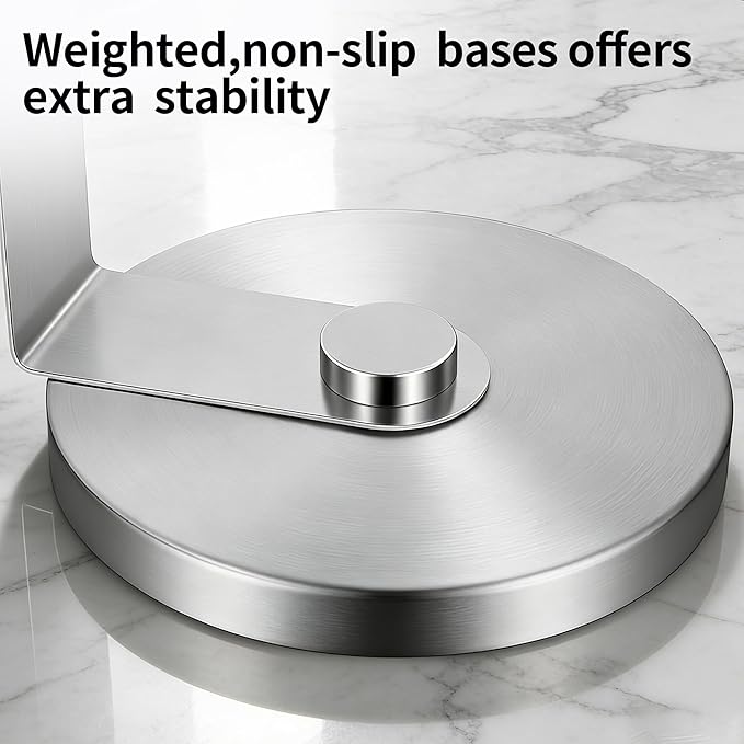 ZUNTO Silver Paper Towel Holder for Countertop, Freestanding Kitchen Paper Towel Organizer, One-Hand Tear Paper Towel Rack, Heavy Duty and Non-Slip