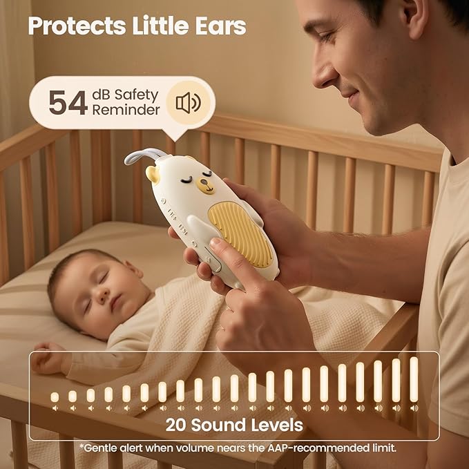 Vaydeer Baby Sound Machine for Sleep, White Noise Machine with 115 Sounds & 4 Modes, for New Moms & Newborns, Baby Sleep Soother, 54 dB Safe,Gift for Mom, Nursery Essentials
