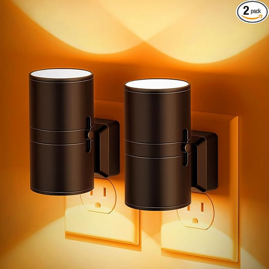 Amber Night Lights Plug into Wall, Dimmable Night Light Plug in, Modern Night Lights Auto On/Off, Amber Night Light 2000K, 0-100LM Adjustable Brightness Nightlight for Hallway Bedroom, 2 Pack