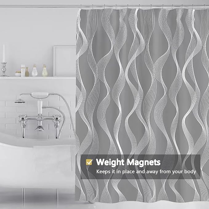 LLSCL Fabric Shower Curtain Liner with Magnets, Waterproof Hotel Quality, 72 x 72 Machine Washable