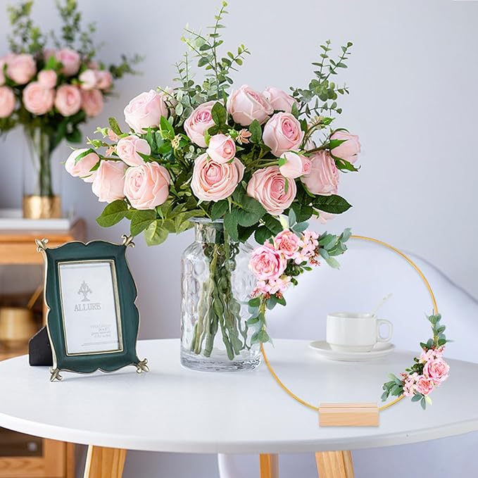 Centerpiece Table Decorations 10Pcs 12 Inch,Metal Floral Hoop Wedding centerpieces for Tables with Lights.Wreath Gold Hoop Rings for Home Decorations Wedding Table Decorations and Party Table Decor.