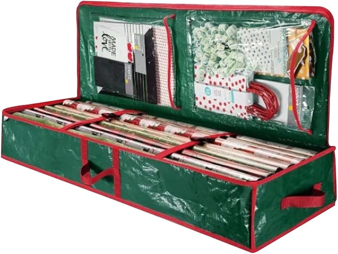 Organization and Storage Christmas Storage Rack Spacious Under Bed Holiday Wrapping Paper Container for Gift Wrapping Ribbons Bows Wrapping Supplies Etc