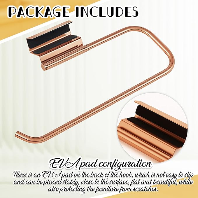 Yaocom 12.4 Inches Cabinet Door Paper Towel Holder Camper Under Sink No Drilling Paper Towel Storage and Dispenser for RV Kitchen Bathroom Laundry Room, Stainless Steel(Rose Gold,2 Pcs)