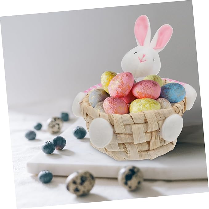 STOBAZA Lovely Bunny Storage Basket Color Easter Ornament for Home Decor Woven Design for Party Props and Egg Storage Adds Festive Charm to Any