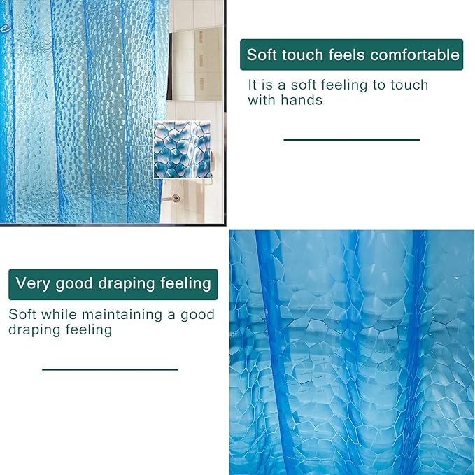 Shower Curtain Liner, 2 Pack 100% Waterproof Eva Shower Curtains with 3 Duty Heavy Bottom Magnets and 12 Rust Proof Grommets, 72x72 Weighted Shower Liner for Shower Stall, Bathtubs