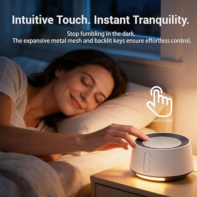 BGOVERSS White Noise Machine with Night Light – 20 Soothing Sounds, 10 Color Lights, 5 Timer Settings & Memory Function, Portable Sleep Sound Machine for Baby Nursery, Kids & Adults, Grey