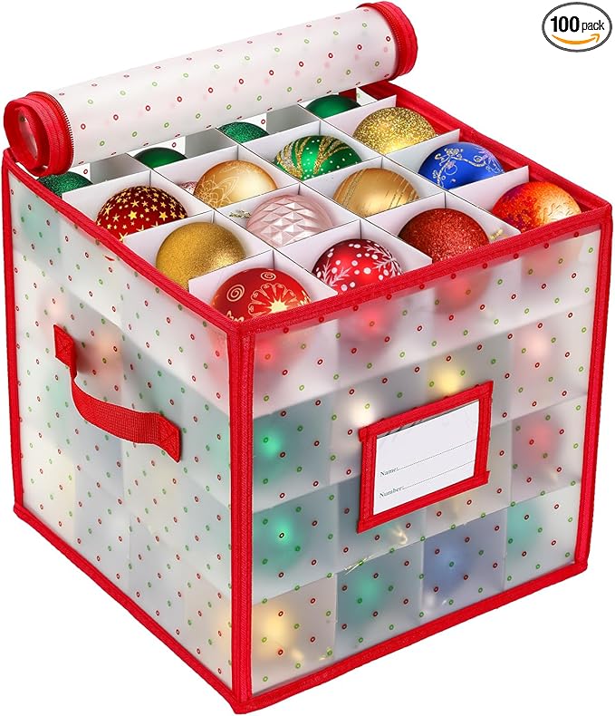 Christmas Tree Ball Organizer Ornament Storage Containers，Ornament Storage Box Hard Plastic Containers That Store Up To 64 Holiday Ornaments