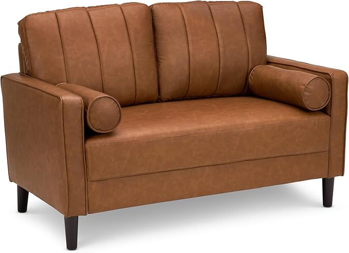 Bush Home 54-inch Loveseat, Living Room Furniture, Max Collection, Buffed Camel Vegan Leather