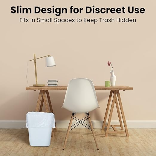 Eccliy 6 Pack 1.6 Gallons Trash Can Small Bathroom Plastic Trash Can with 3 Rolls of Bags for Bedroom Home Office Living Room Kitchen(Gray, White,6)