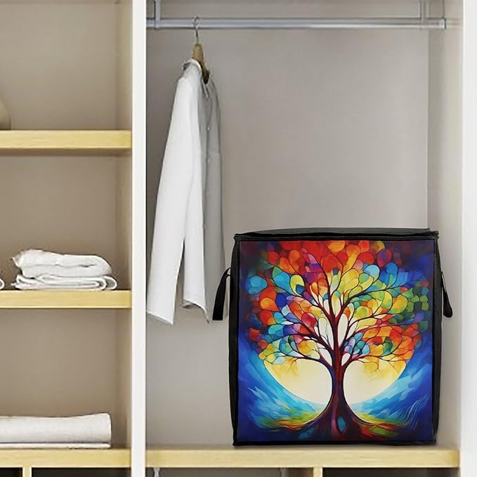 Large Storage Bags Tree Foldable Clothes Storage Containers with Zippers Bed Storage with Handles Dual Zippers for Comforters Clothes Blankets Pillows