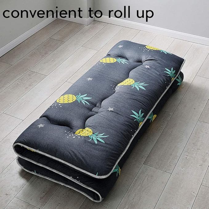 MAXYOYO Grey Pineapple Japanese Floor Futon Mattress, Tatami Floor Mat Portable Camping Mattress Kids Sleeping Pad Foldable Roll Up Floor Lounger Couch Queen Size with Mattress Protector Cover