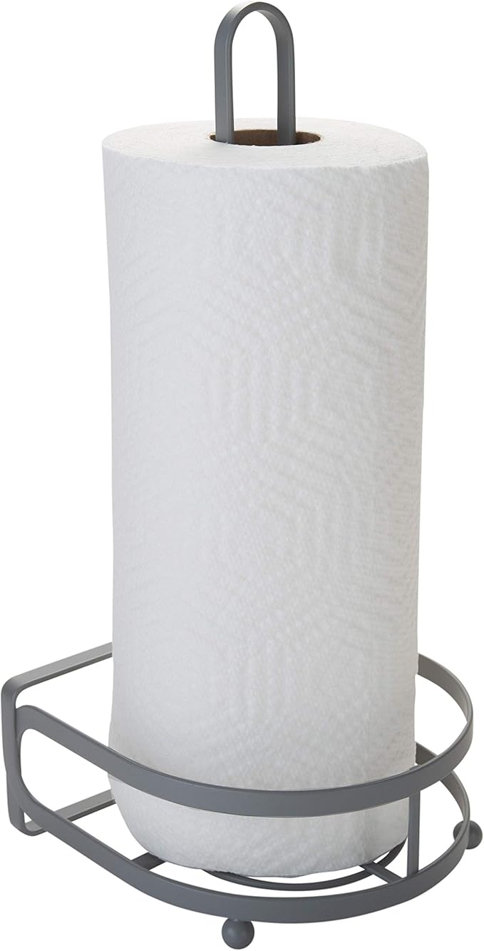 Kitchen Details Industrial Collection Paper Towel Holder Dispenser, Free Standing, Holds 1 Jumbo Roll, Grey