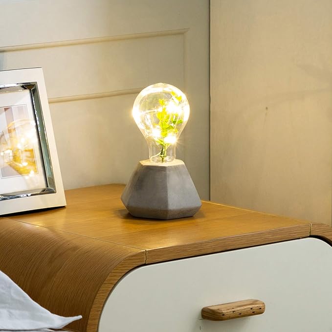 walsport Table Lamp Edison Bulb Night Lights, Concrete Cement Grey Base Nightstand Bedside Lamp, Industrial Minimal Style for Cafe Shop Home Decor Christmas Birthday Gift