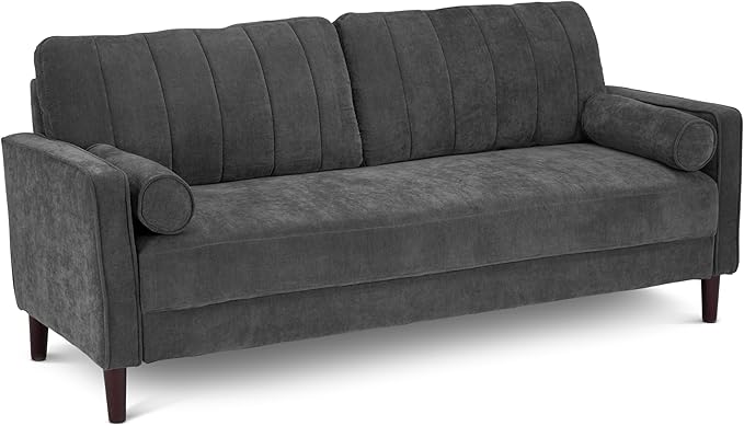 Bush Home 77-inch Sofa, Living Room Furniture, Max Collection, Iron Gray Chenille Fabric