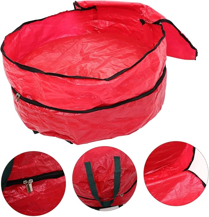 Garneck 2pcs Double Layer Xmas Wreath Storage Bag with Handles Container for Wreaths Design for Holiday Decorations Zippered Organizer for Convenient Storage