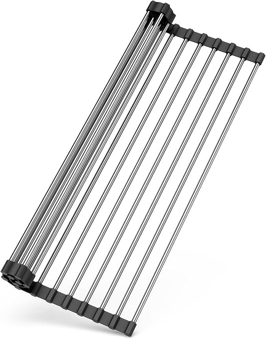 Roll Up Dish Drying Rack, Over Sink Dish Drying Rack, 17" L x 11.8" W, Black