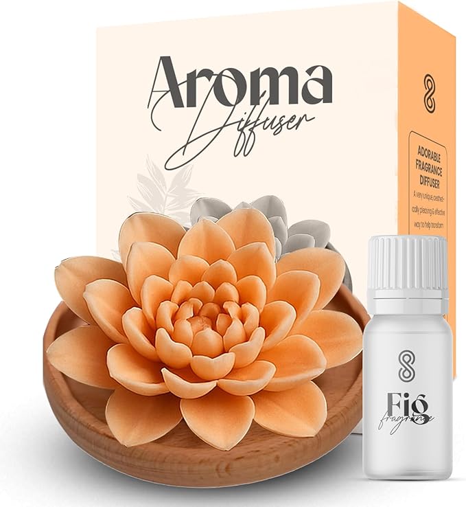 HOME ARCHIVE Aroma Diffuser with Aromatherapy Fragrant Oil Diffusers for Home Room Decor Fig Fragrance (Peony Flower (Orange))