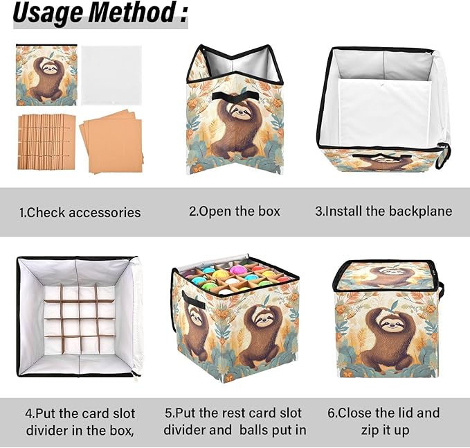 Kigai Sloth Christmas Ornament Storage Box with Zipper & Adjustable Dividers Holiday Ornament Organizer Xmas Storage Container, 64 Balls