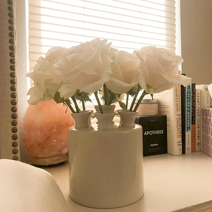 MOUGIGI Large Ceramic Vase Modern Cylinder Design with 7 Flower Openings, Perfect Centerpiece for Tulips、Hydrangeas、Roses and Wildflowers - Ideal Home Decor Gift for Birthdays Mothers Day