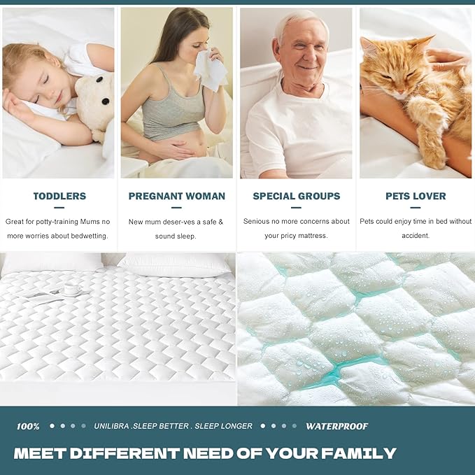 UNILIBRA King Mattress Protector Waterproof, Deep Pocket Mattress Pad Cover Up to 18 Inches, Quilted Fitted Hollow Cotton Filling Breathable Mattress Topper