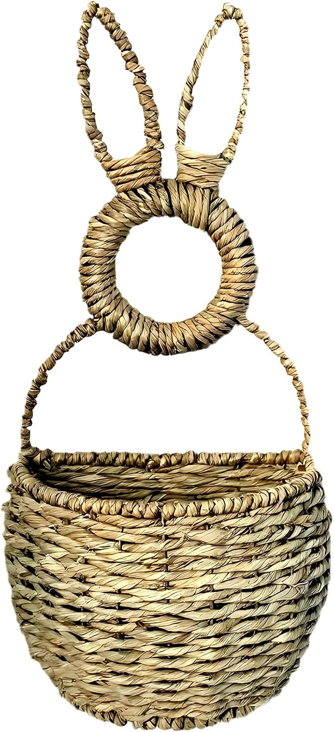 Decorative Rattan Rabbits Wall Mount Basket From Rattan Materials Fit Various Room Styles Natural Flexible Basket
