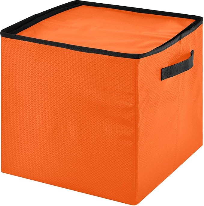 Orange Christmas Ornament Storage Basket Box Holiday Storage Container Cube with Adjustable Dividers for 64 Holiday Ornaments or Decorations Keeps Clean and Dry for Next Season