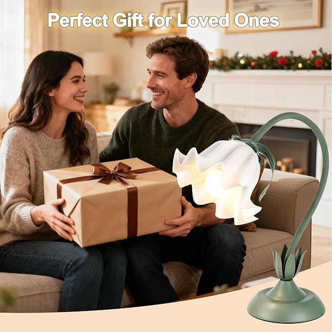 Flower Lamp LED Reading Light - Flower Table Lamp 3 Color Modes, Vintage Desk Lamp with E26 Bulb, Bedside Lamps for Bedroom, Living Room, Home Decor